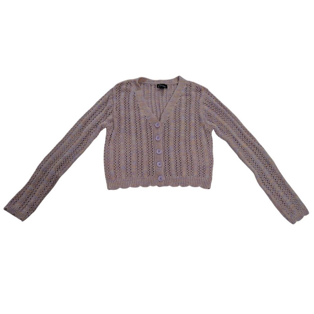 Art Class Womens Pastel Crochet Cardigan Sweater M Recycled Cotton, Acrylic, NWT